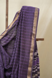 Purple HBP Cotton Silk Saree With Maheshwari Border - SRPCSS1604