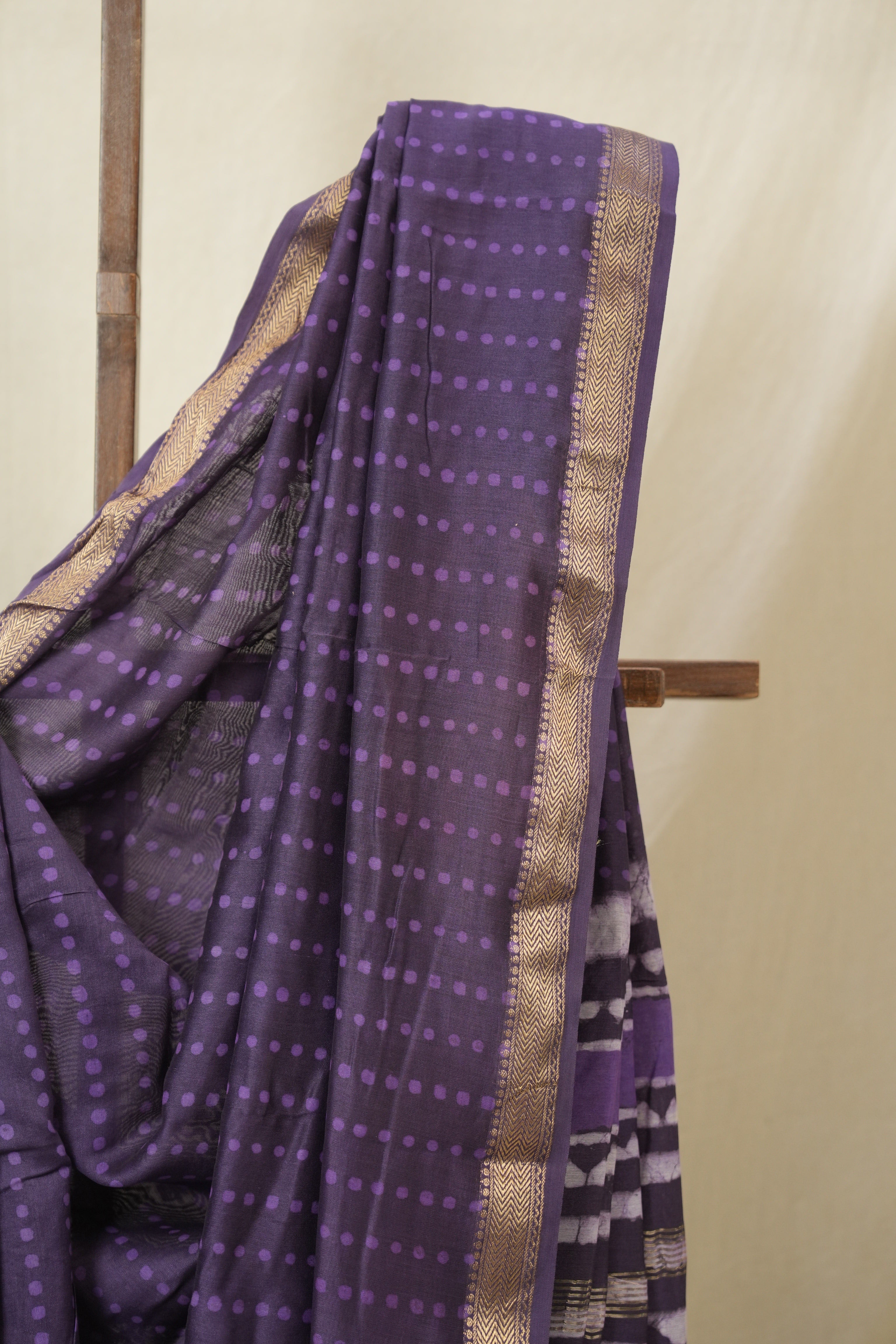 Purple HBP Cotton Silk Saree With Maheshwari Border - SRPCSS1604
