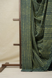 Olive Green Yellow HBP Cotton Saree - SROGYCS3106