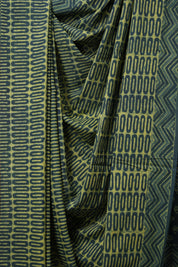 Olive Green Yellow HBP Cotton Saree - SROGYCS3106