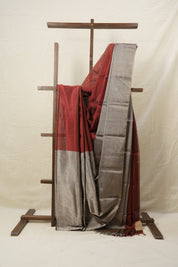Maroon-Umber Chanderi Tissue Silk Saree-SRMUCTSS116