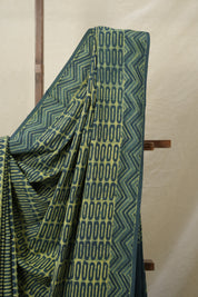 Olive Green Yellow HBP Cotton Saree - SROGYCS3106