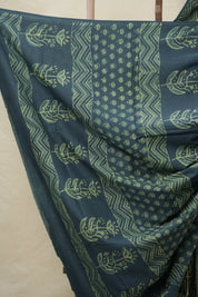 Olive Green Yellow HBP Cotton Saree - SROGYCS3106