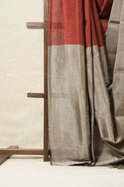 Maroon-Umber Chanderi Tissue Silk Saree-SRMUCTSS116