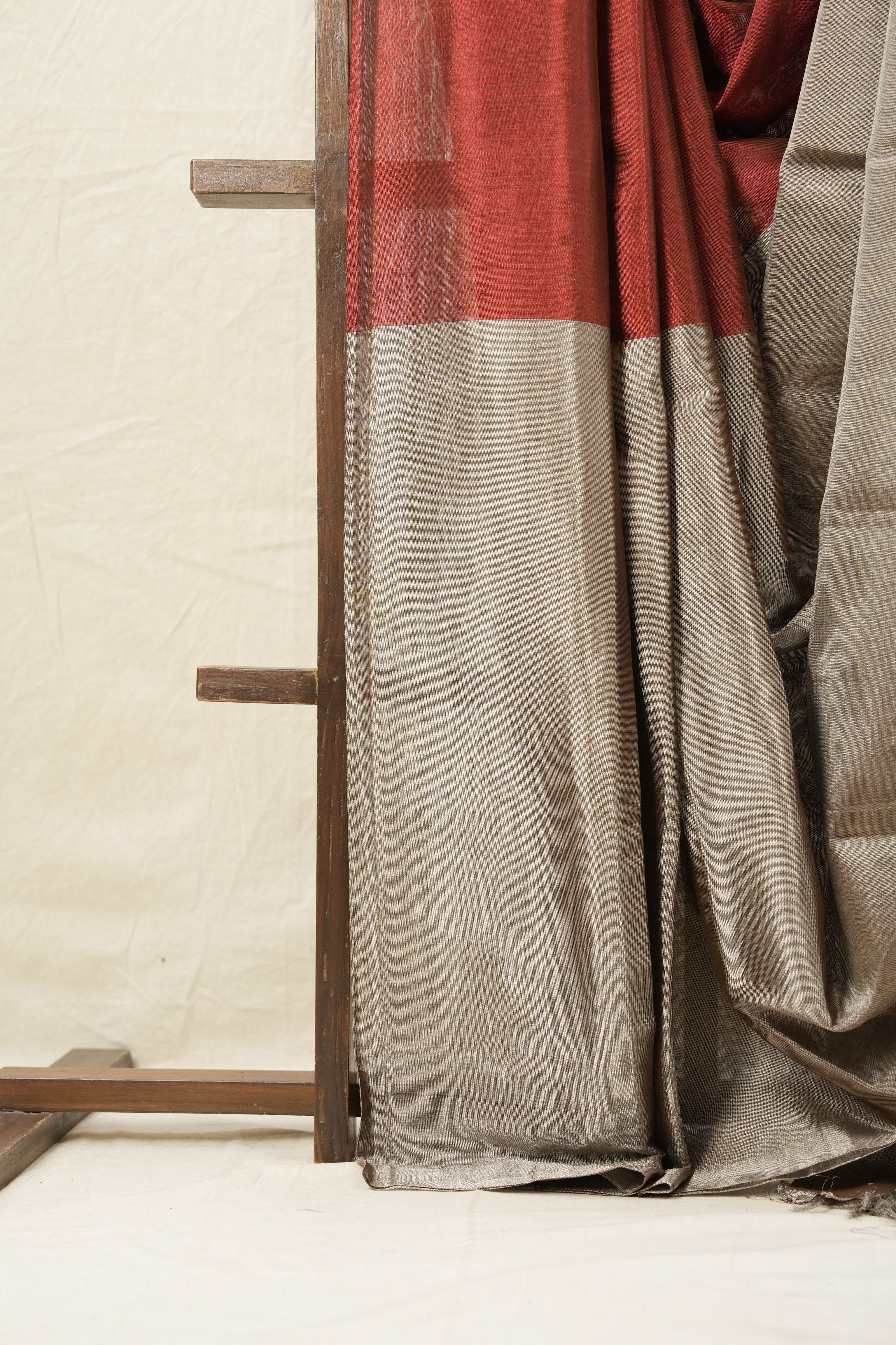 Maroon-Umber Chanderi Tissue Silk Saree-SRMUCTSS116