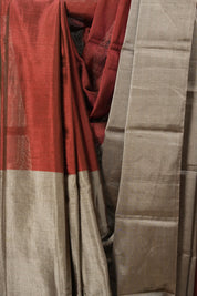 Maroon-Umber Chanderi Tissue Silk Saree-SRMUCTSS116