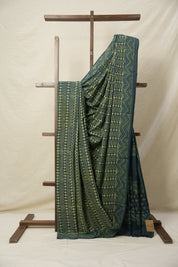 Olive Green Yellow HBP Cotton Saree - SROGYCS3107