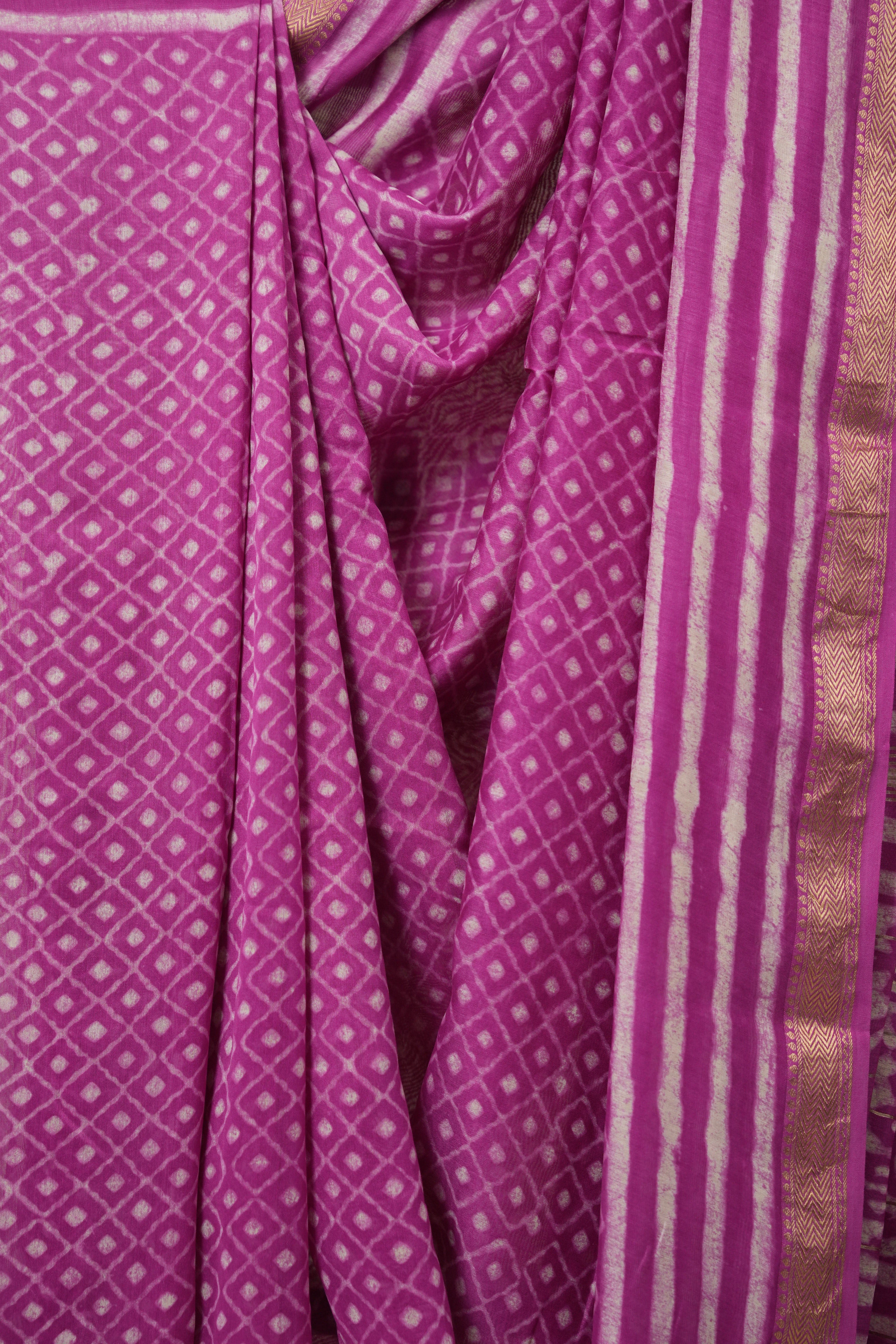 Pink HBP Cotton Silk Saree With Maheshwari Border - SRPCSS1603
