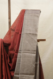 Maroon-Umber Chanderi Tissue Silk Saree-SRMUCTSS116
