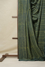 Olive Green Yellow HBP Cotton Saree - SROGYCS3107