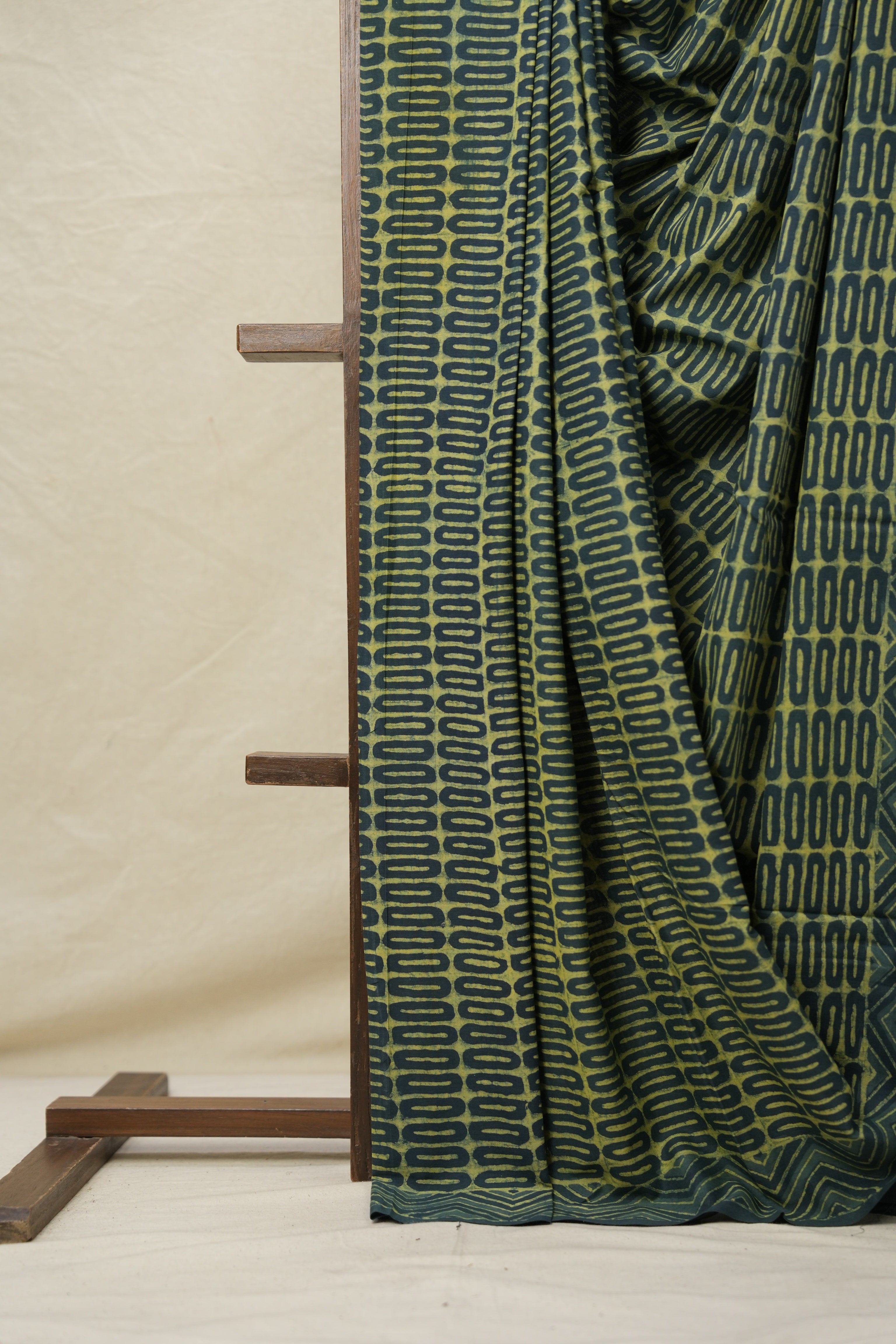 Olive Green Yellow HBP Cotton Saree - SROGYCS3107