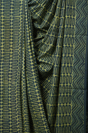 Olive Green Yellow HBP Cotton Saree - SROGYCS3107