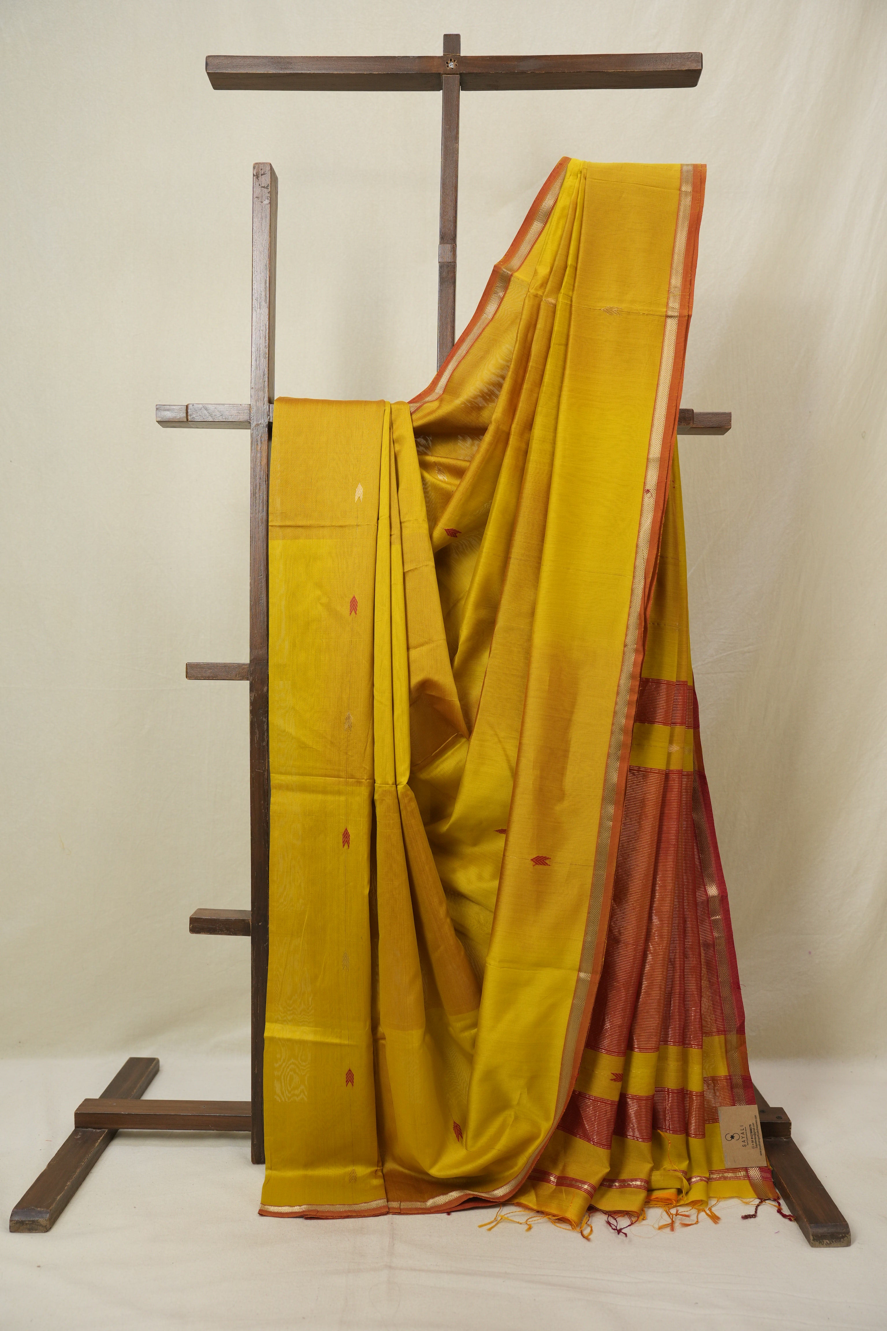 Yellow Maheshwari Saree - SRYMS1157