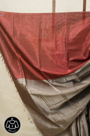 Maroon-Umber Chanderi Tissue Silk Saree-SRMUCTSS116