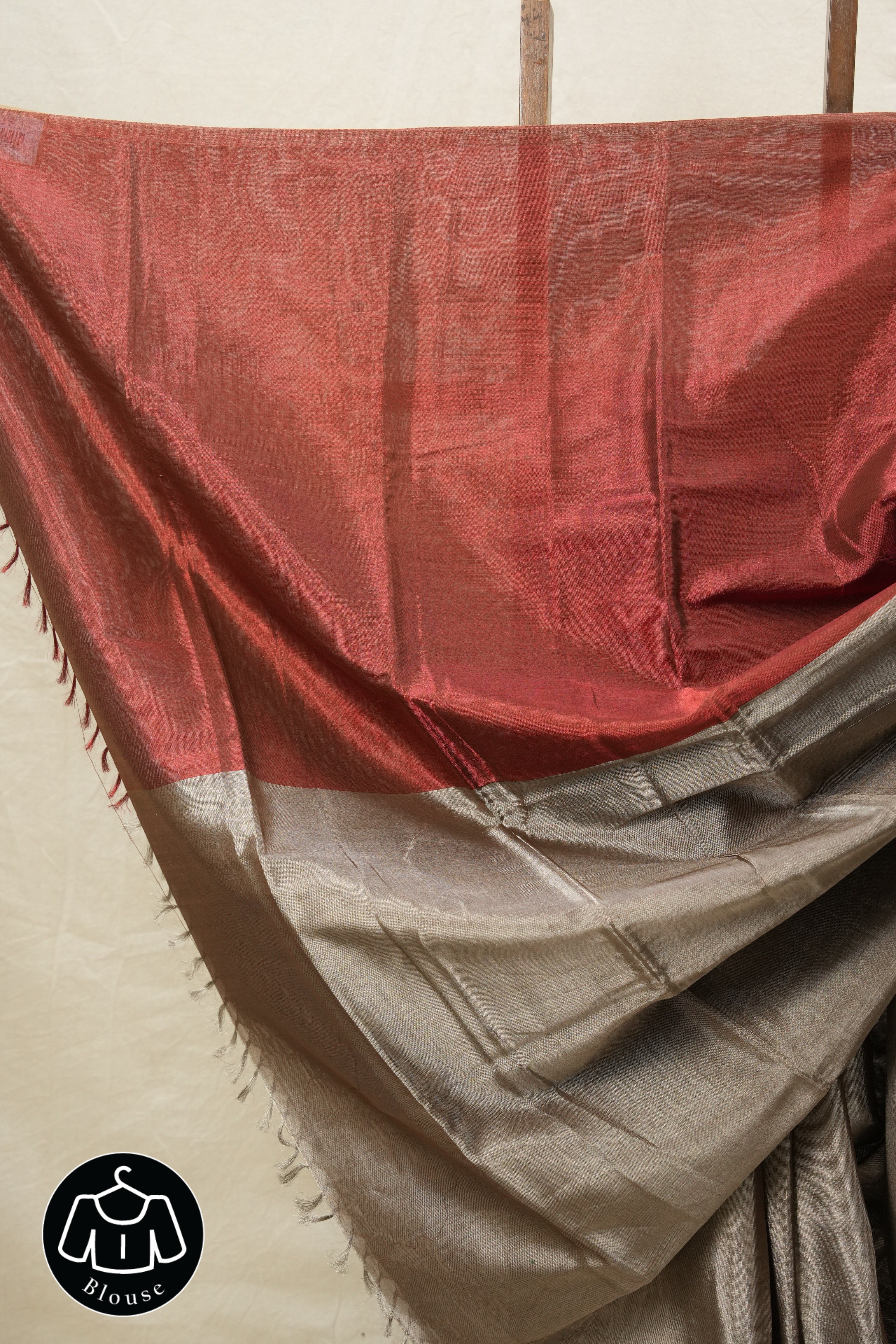 Maroon-Umber Chanderi Tissue Silk Saree-SRMUCTSS116