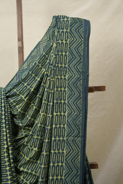 Olive Green Yellow HBP Cotton Saree - SROGYCS3107