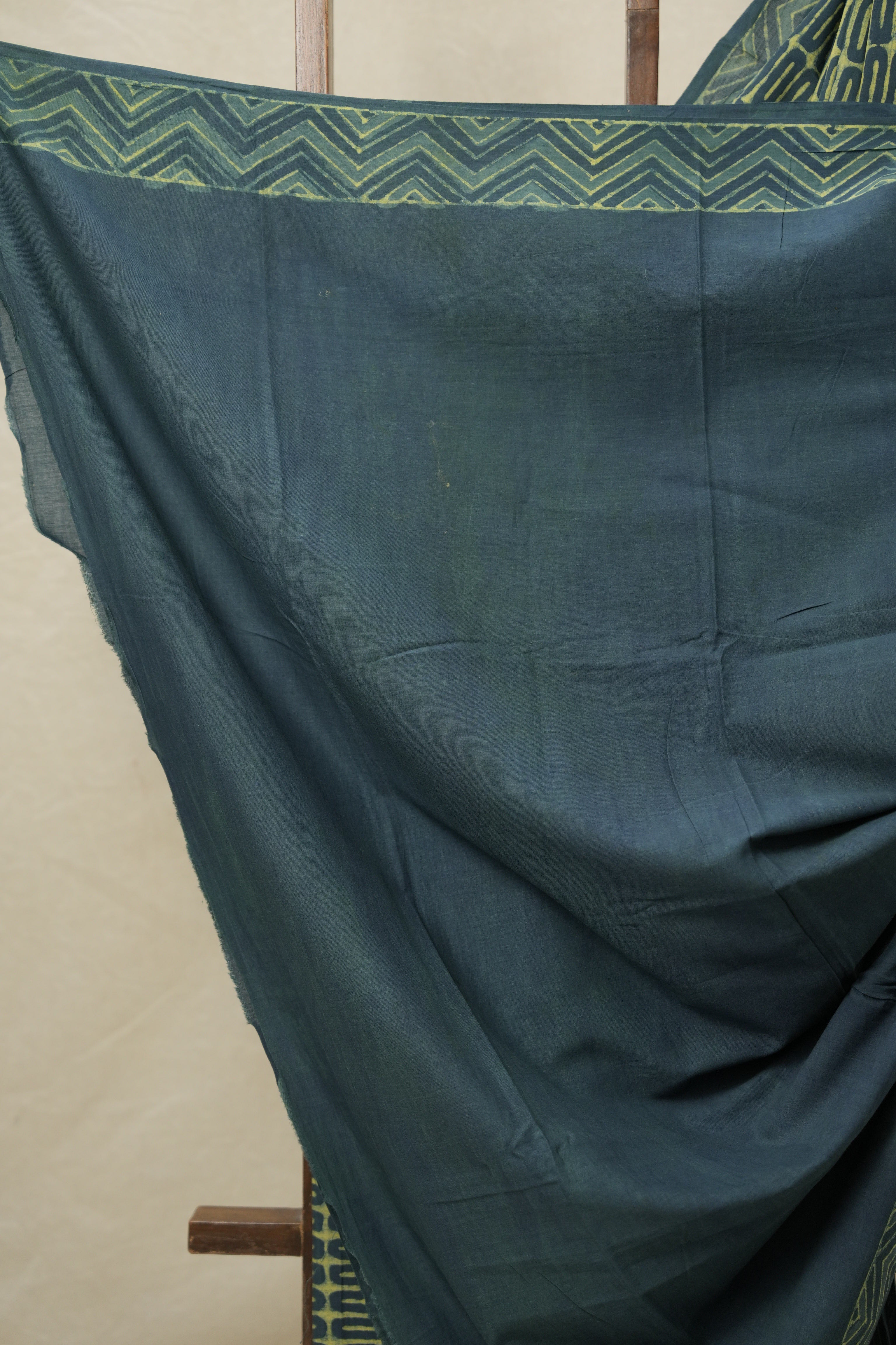 Olive Green Yellow HBP Cotton Saree - SROGYCS3107