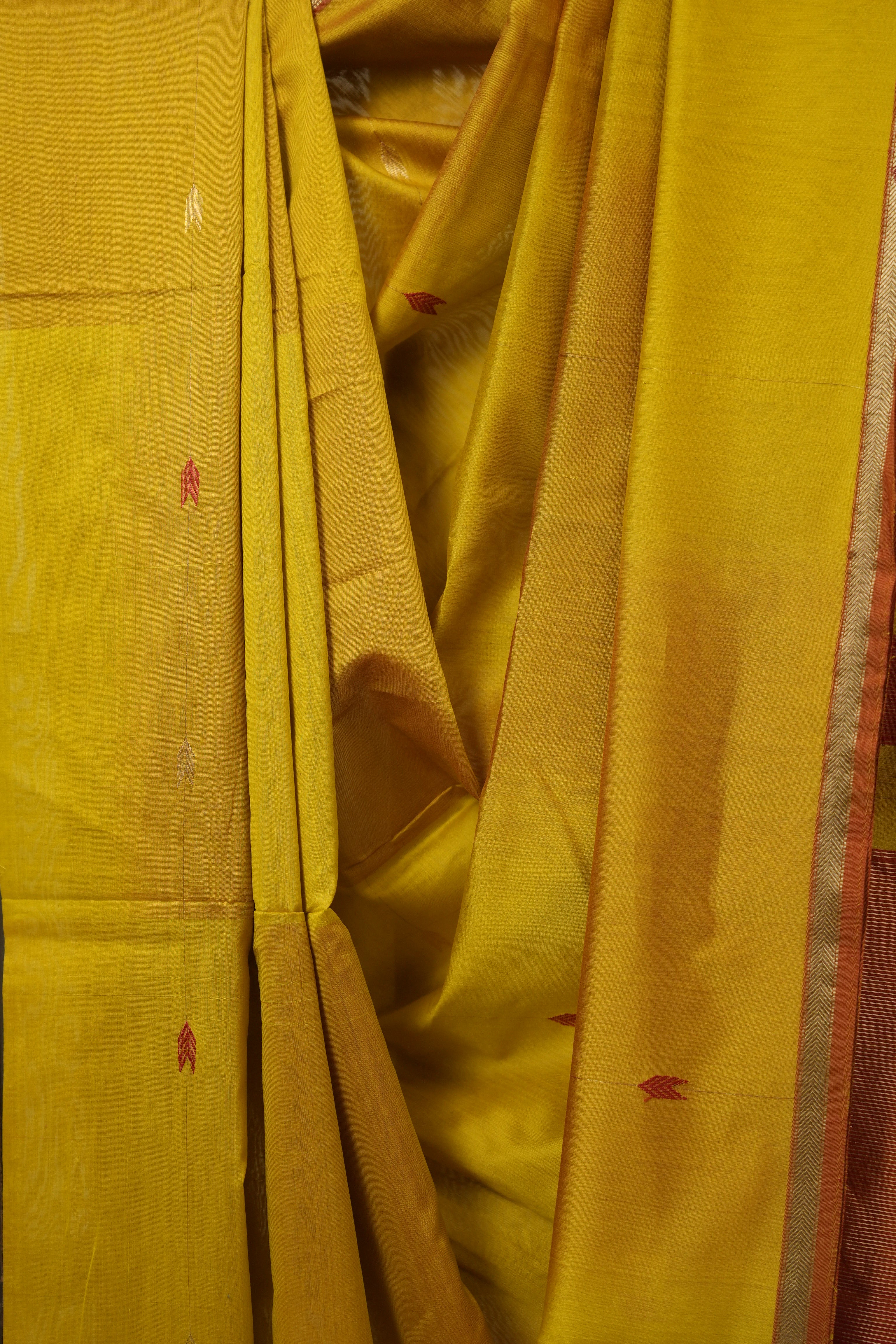 Yellow Maheshwari Saree - SRYMS1157
