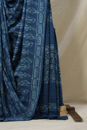 Teal Blue HBP Cotton Saree - SRTBCS3105