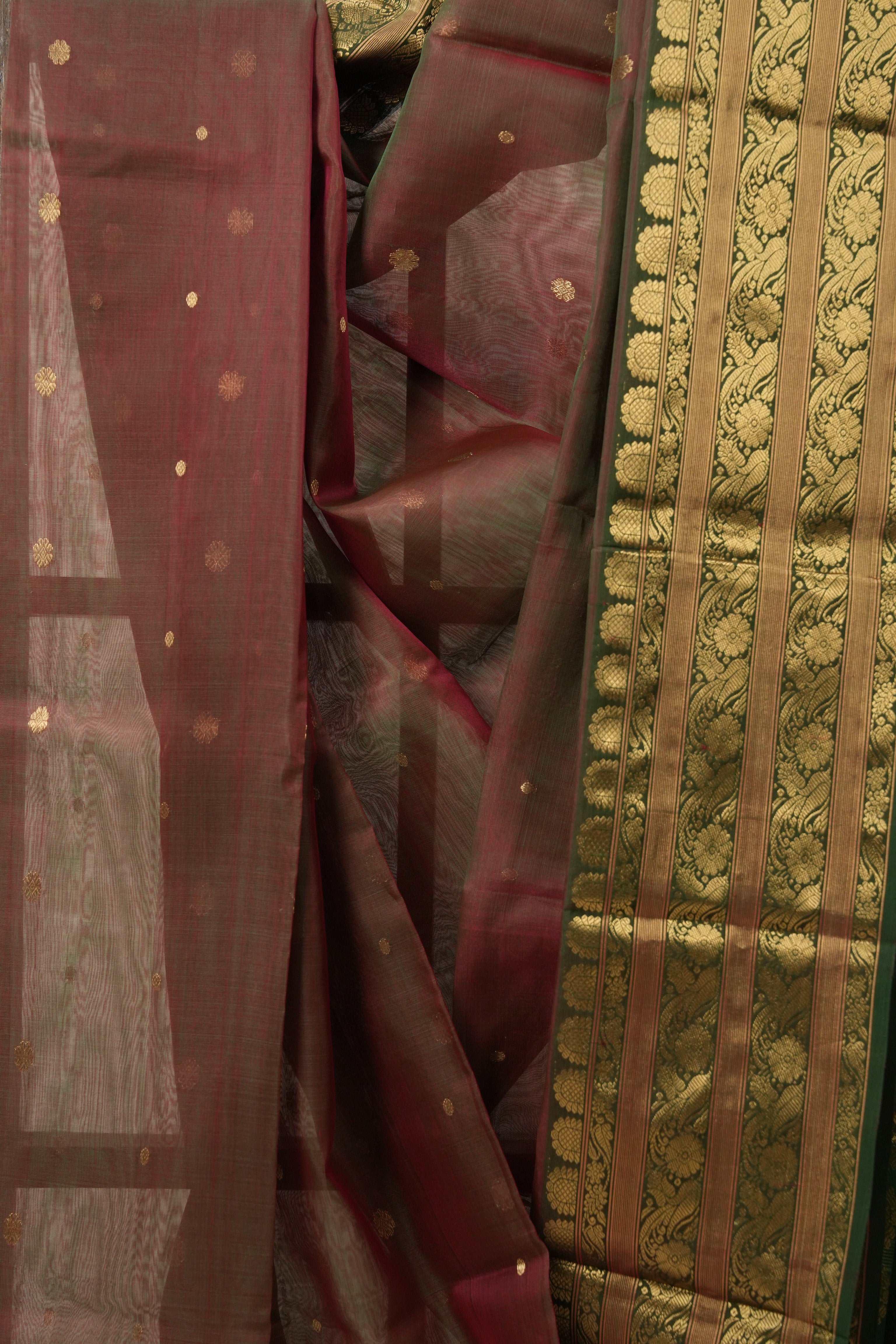 Two Tone Red Chanderi Silk Saree-SRTTRCSS58