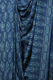 Teal Blue HBP Cotton Saree - SRTBCS3105