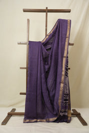 Purple HBP Cotton Silk Saree With Maheshwari Border - SRPCSS1573