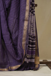 Purple HBP Cotton Silk Saree With Maheshwari Border - SRPCSS1573