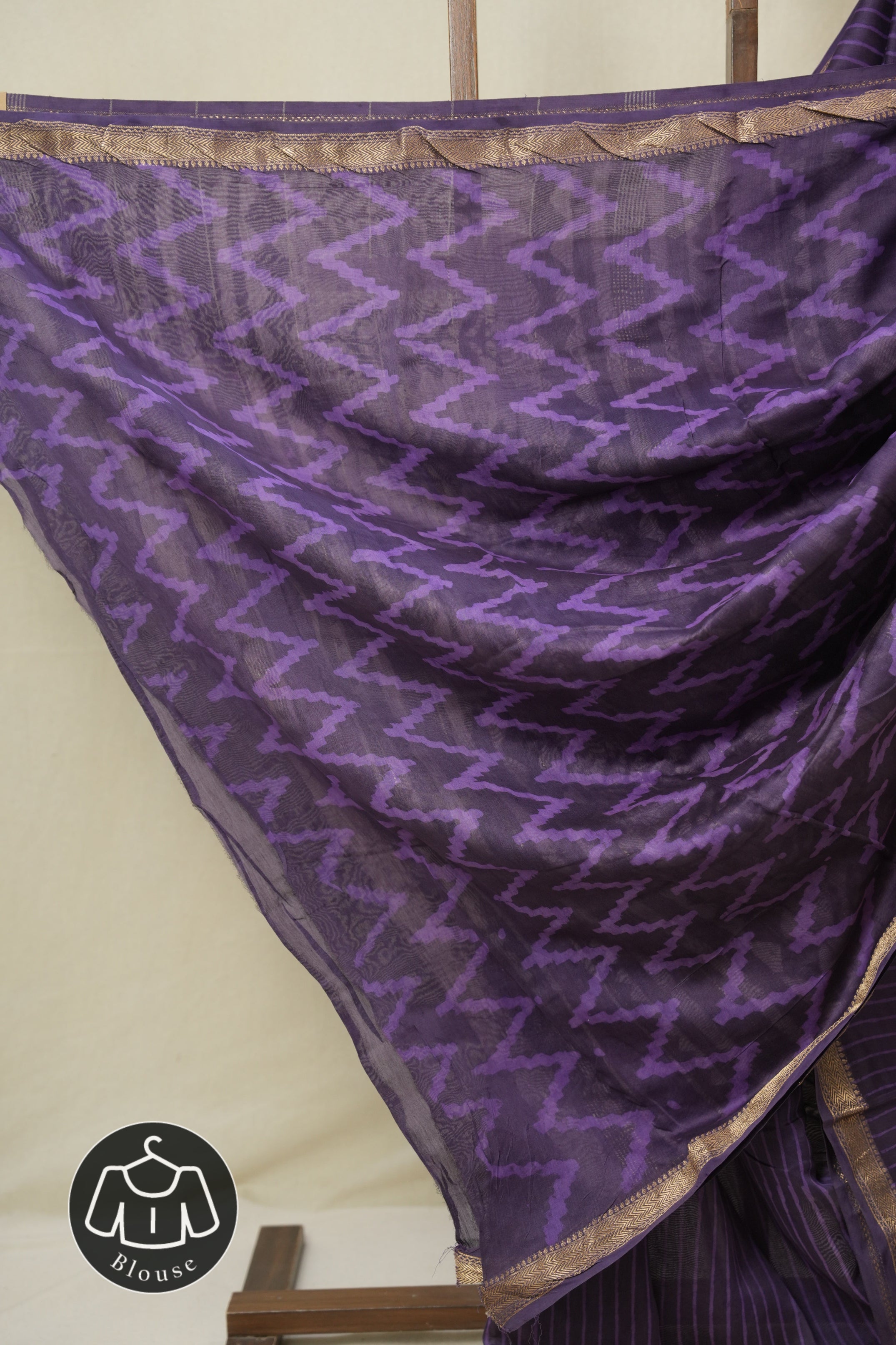 Purple HBP Cotton Silk Saree With Maheshwari Border - SRPCSS1573