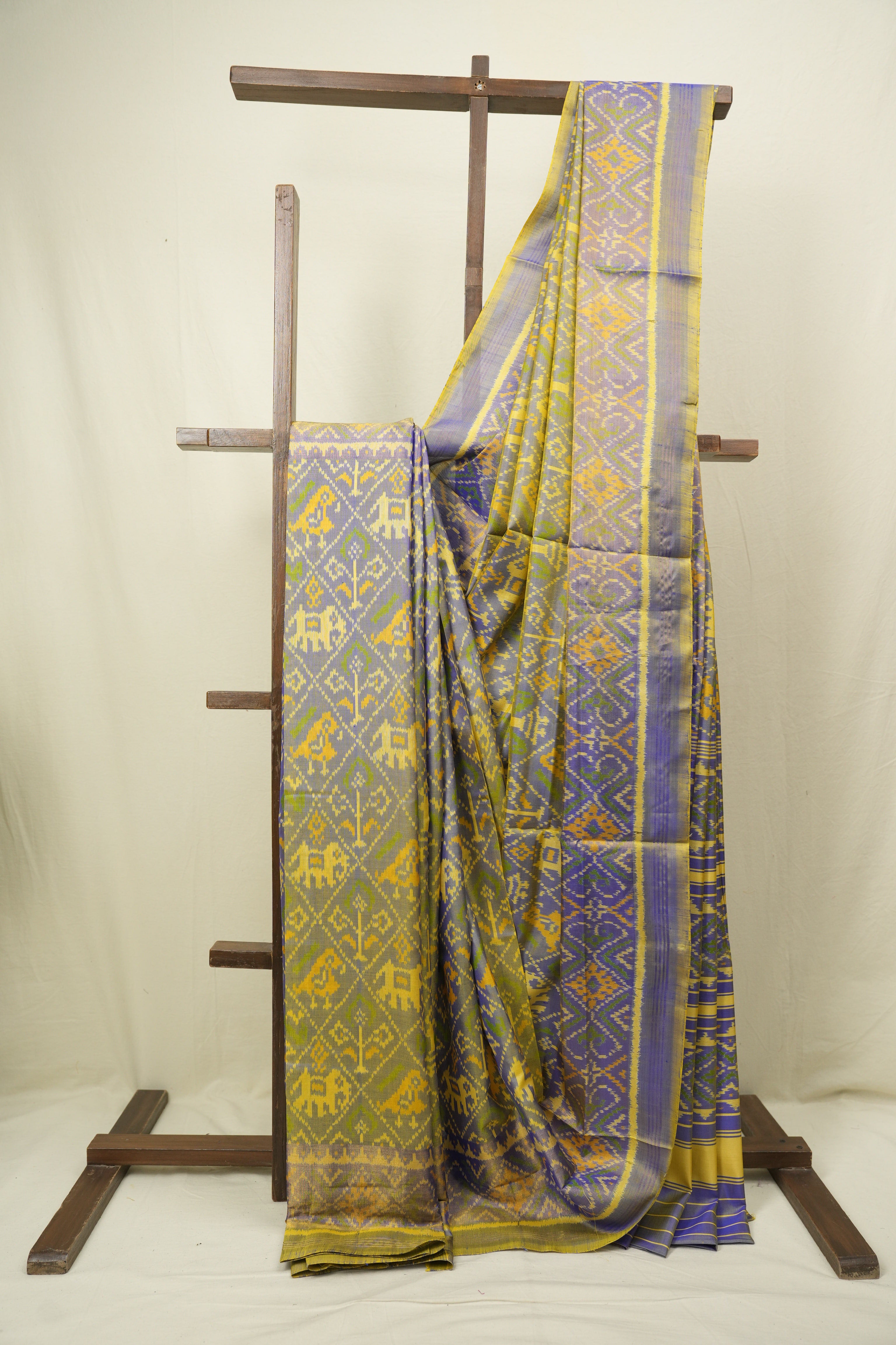 Dual Tone Blue Rajkot Patola Silk Saree - SRDTBRPSS641