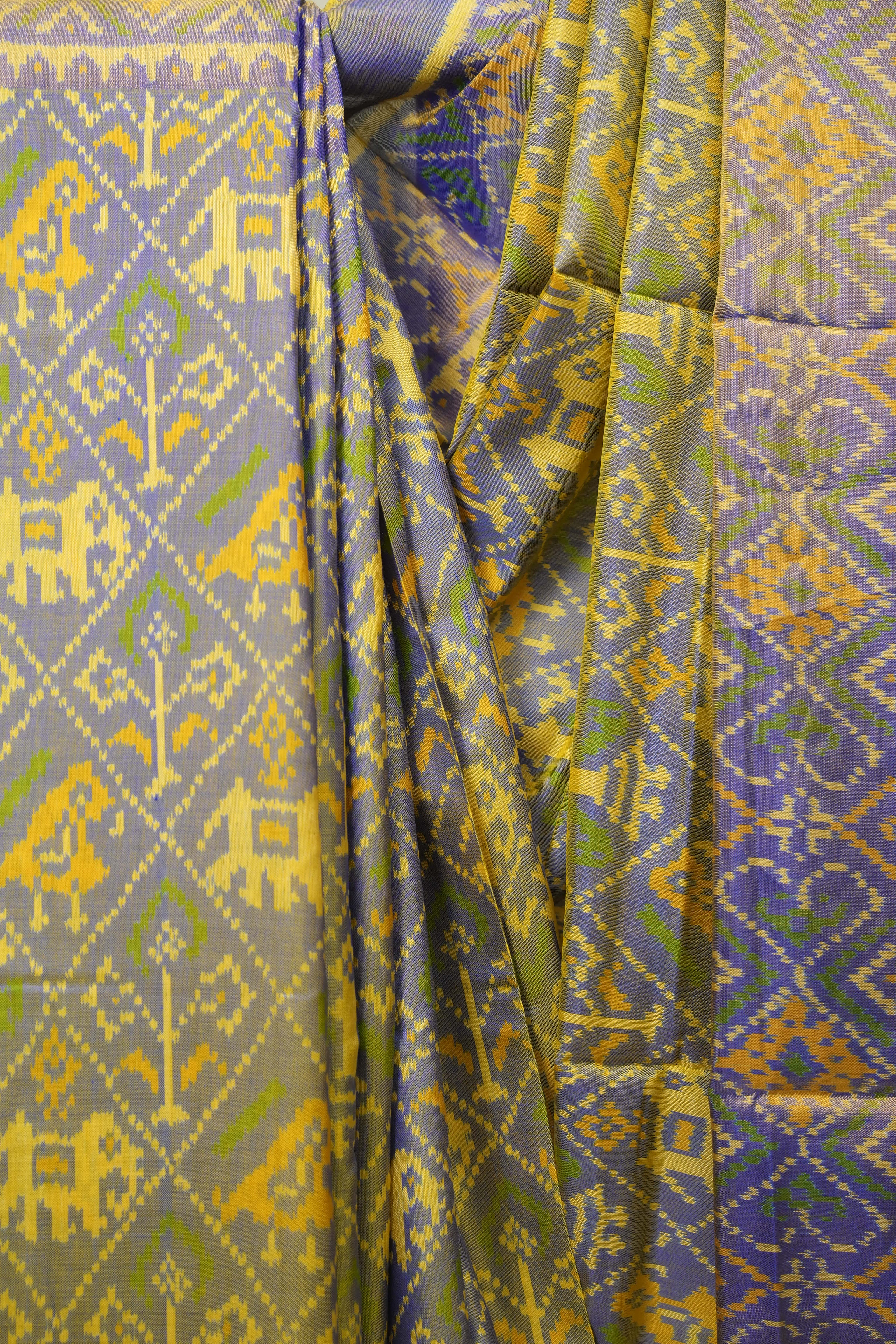 Dual Tone Blue Rajkot Patola Silk Saree - SRDTBRPSS641