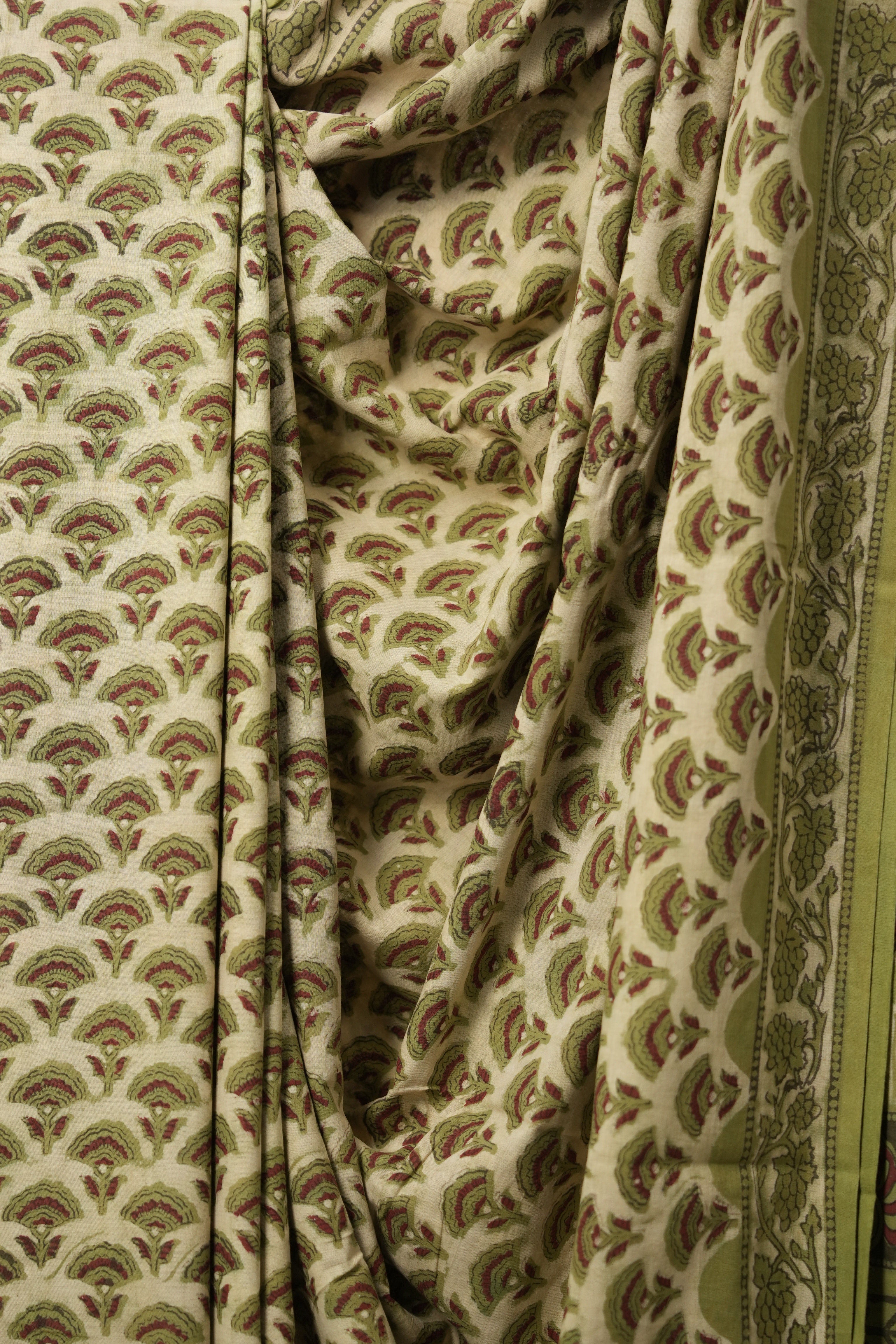 Mehandi Green HBP Cotton Saree - SRMGCS3215