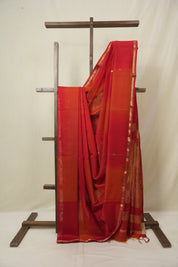 Red Maheshwari Saree - SRRMS1149
