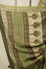Mehandi Green HBP Cotton Saree - SRMGCS3215