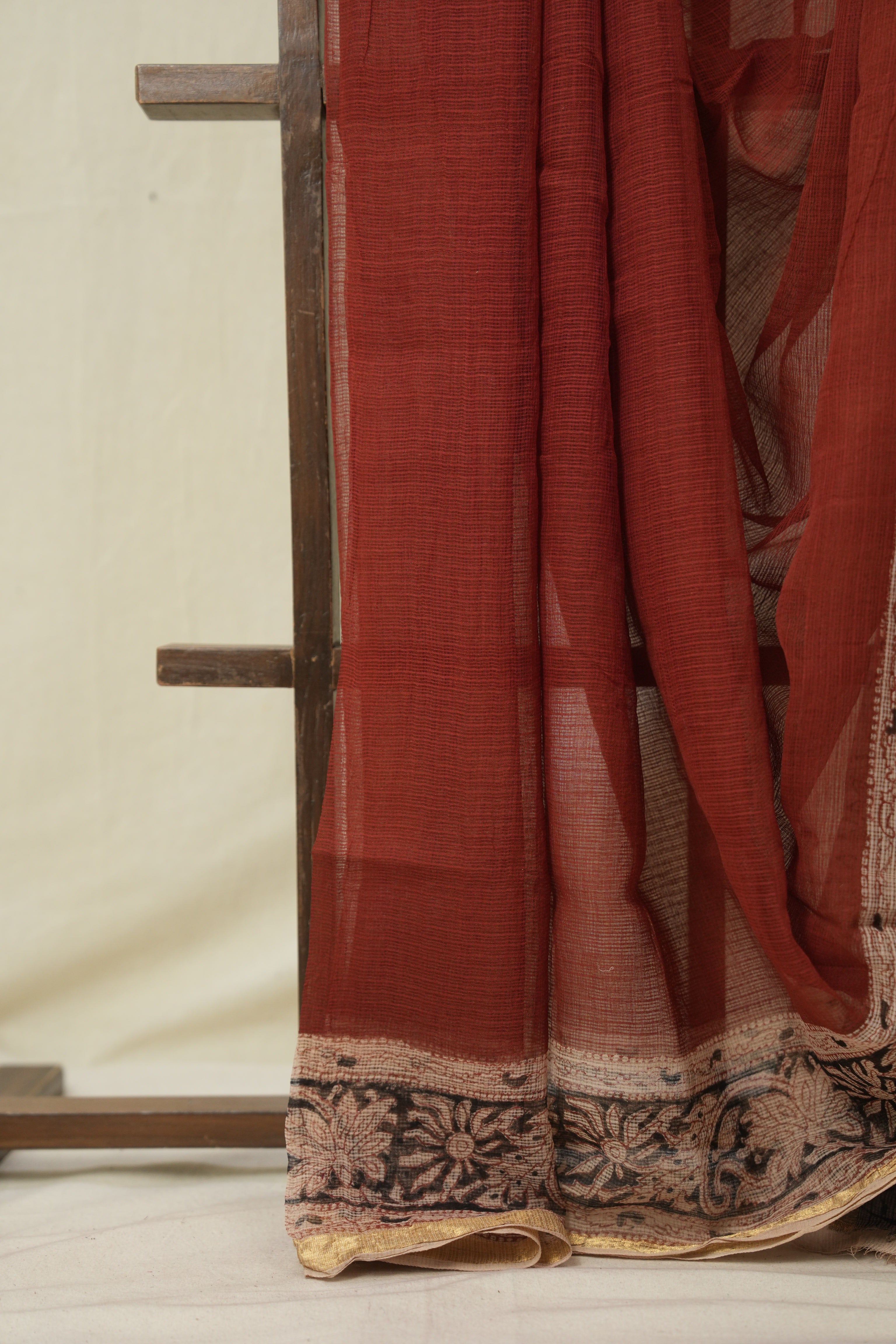 Maroon HBP Kota Doria Saree - SRMKDS253