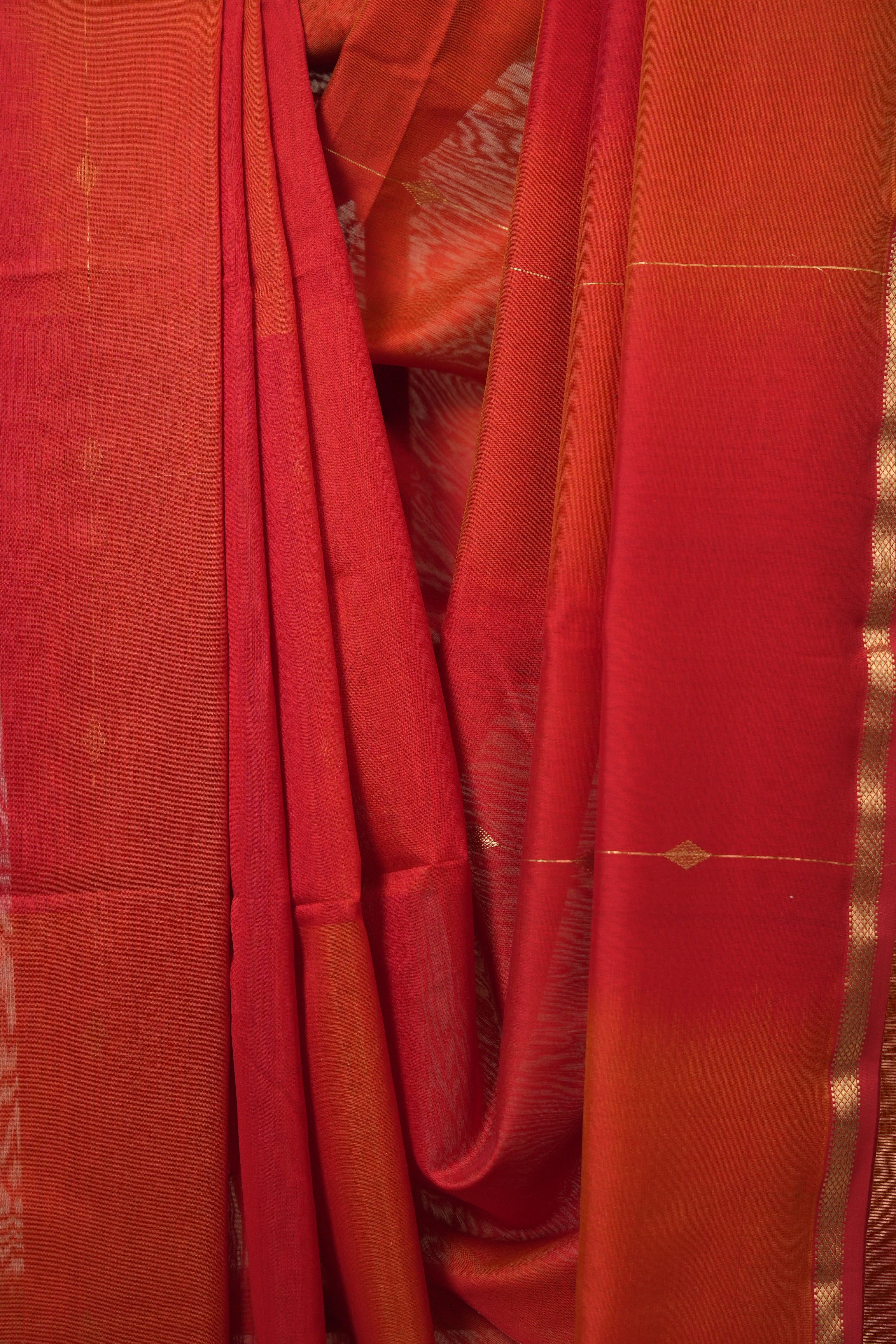 Red Maheshwari Saree - SRRMS1149