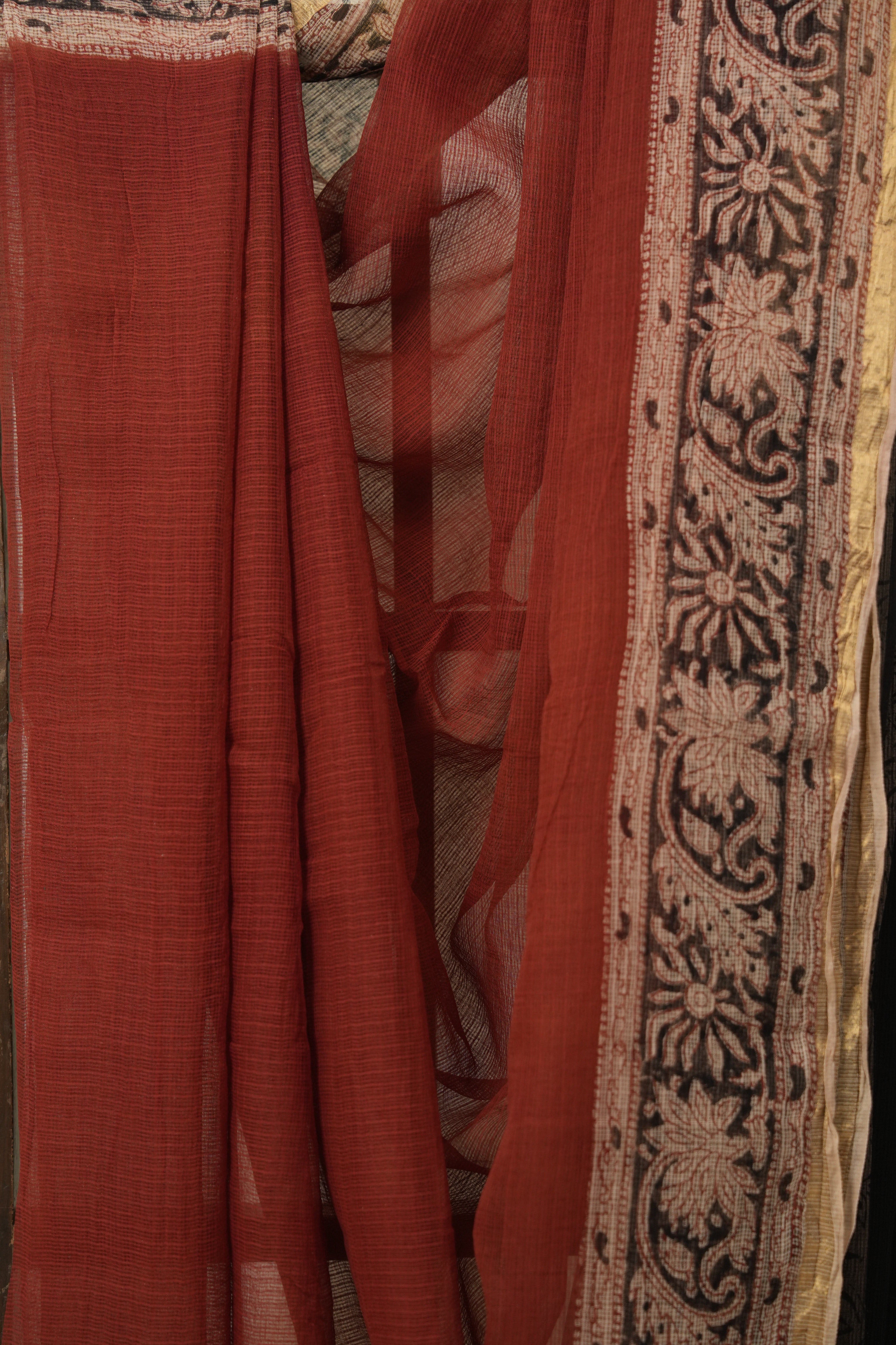 Maroon HBP Kota Doria Saree - SRMKDS253
