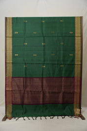 Green Raw Silk Saree - SRGRSS883
