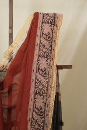 Maroon HBP Kota Doria Saree - SRMKDS253