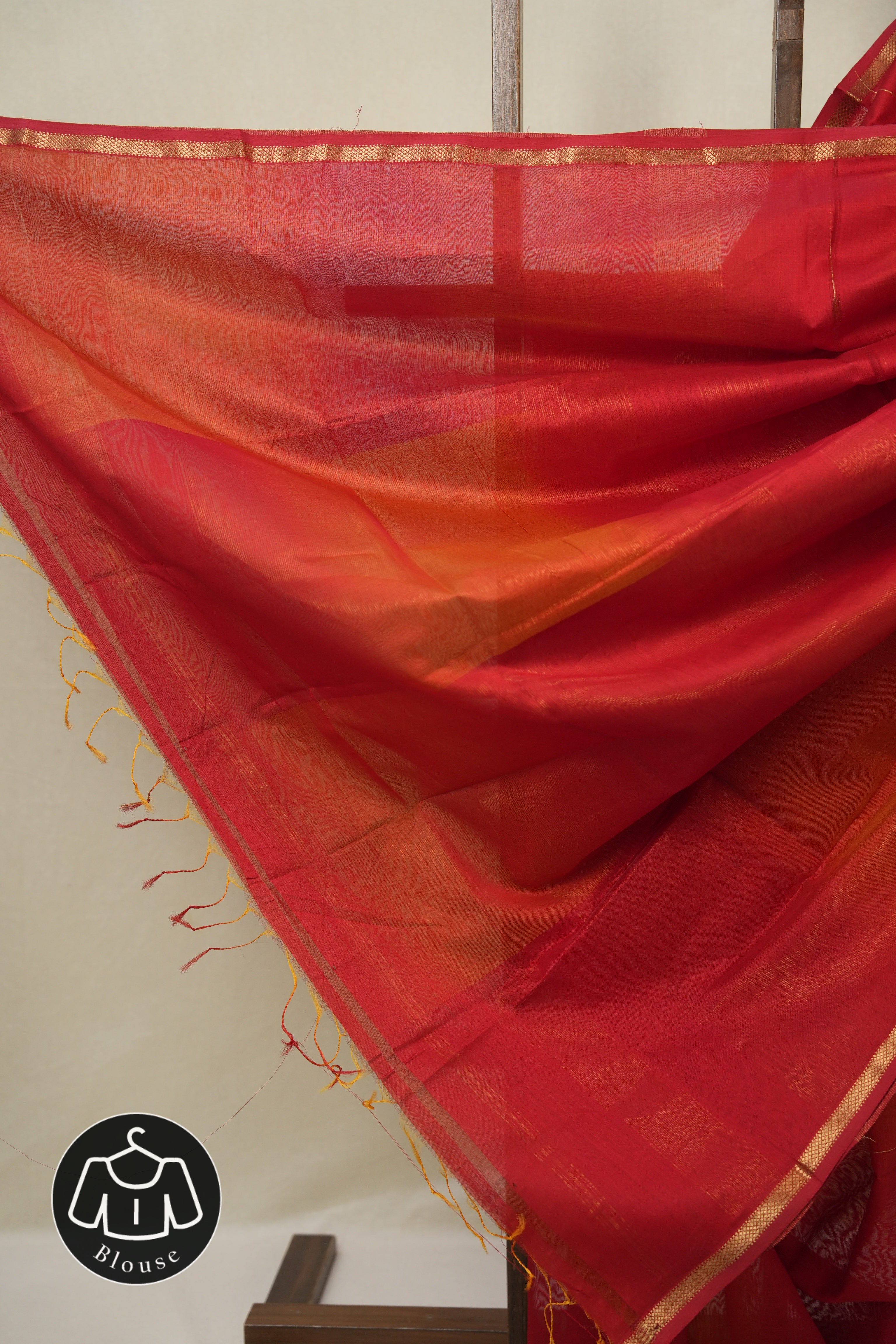 Red Maheshwari Saree - SRRMS1149