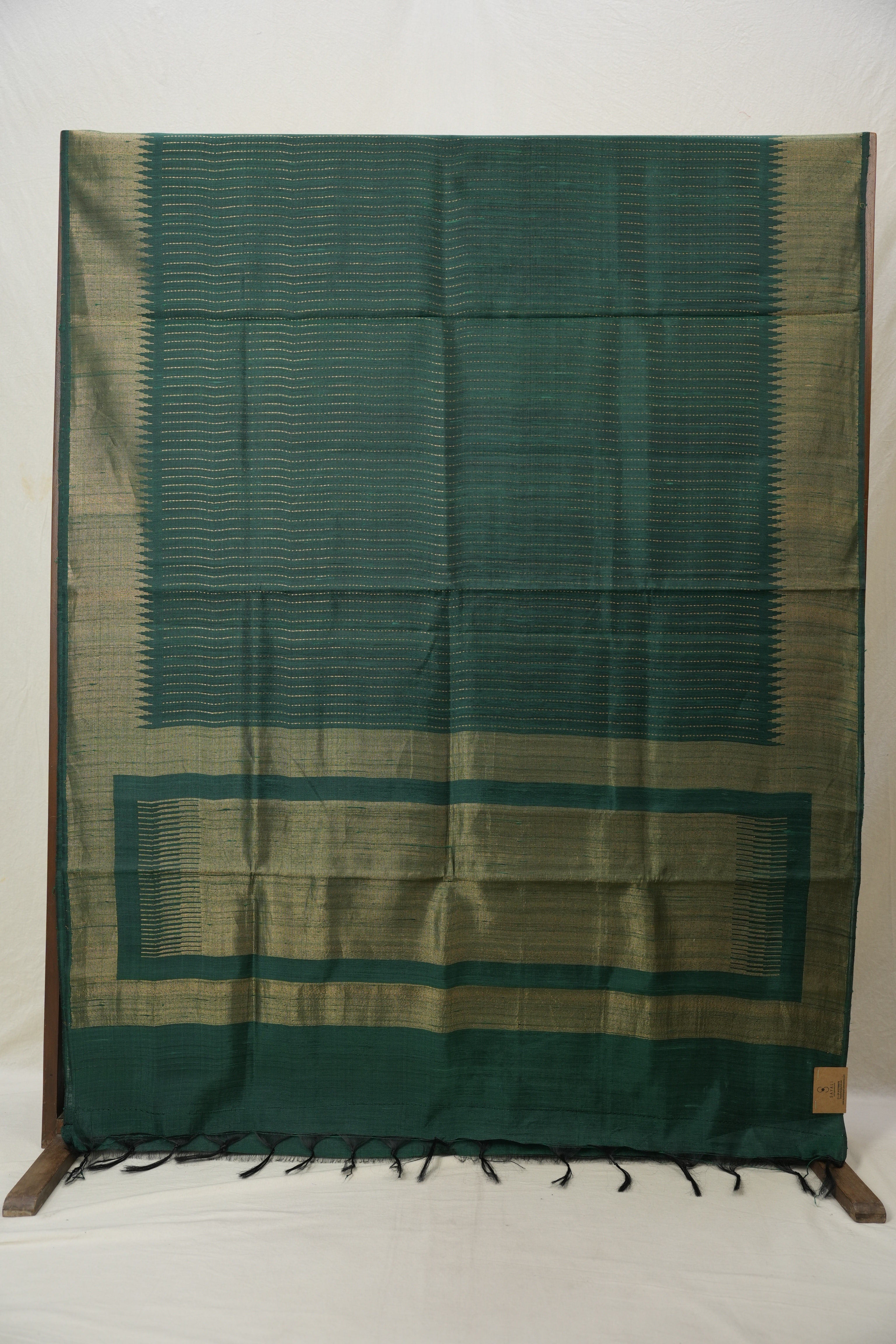 Dark Green Raw Silk Saree - SRDGRSS922