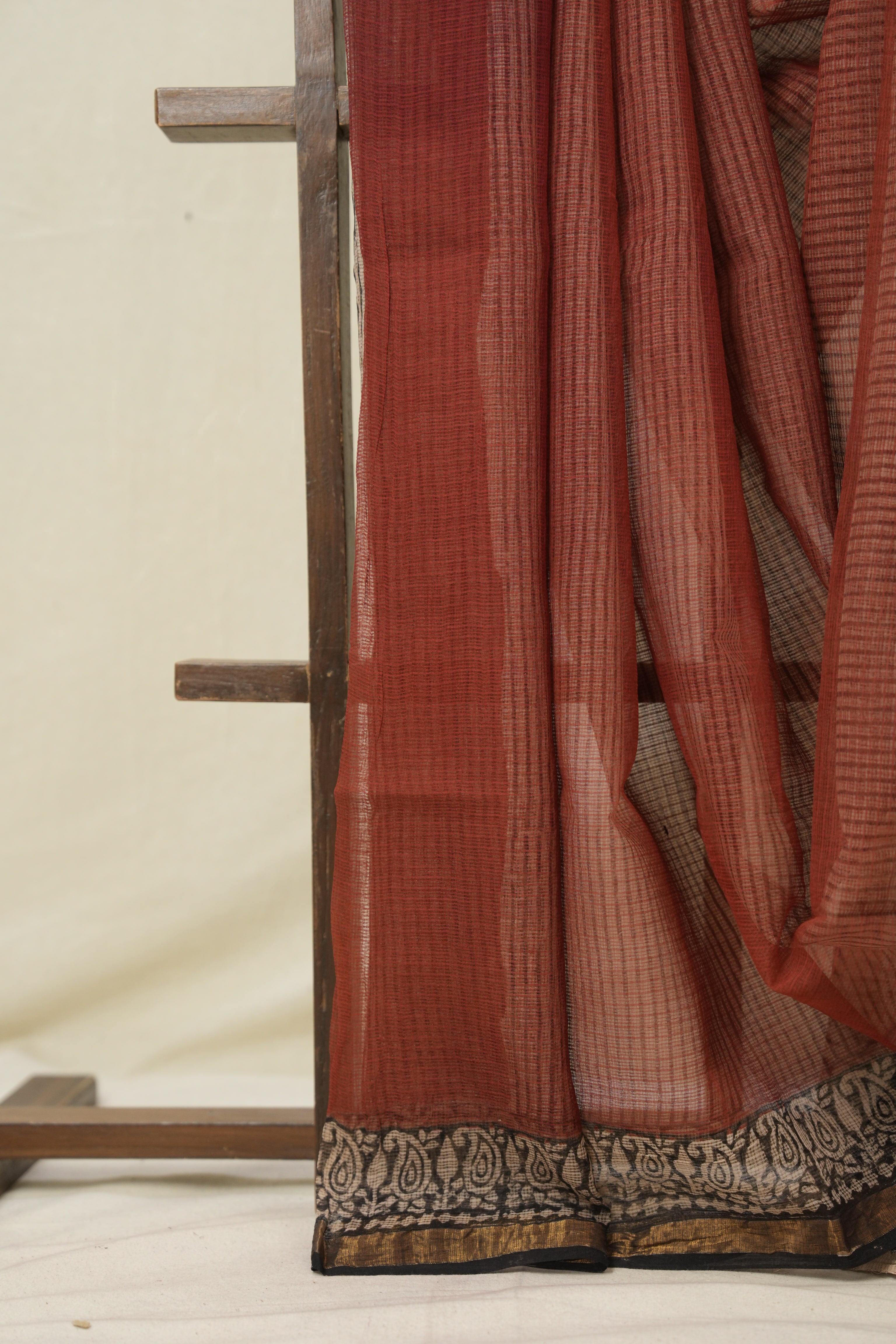 Maroon HBP Kota Doria Saree - SRMKDS254