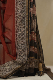 Maroon HBP Kota Doria Saree - SRMKDS255