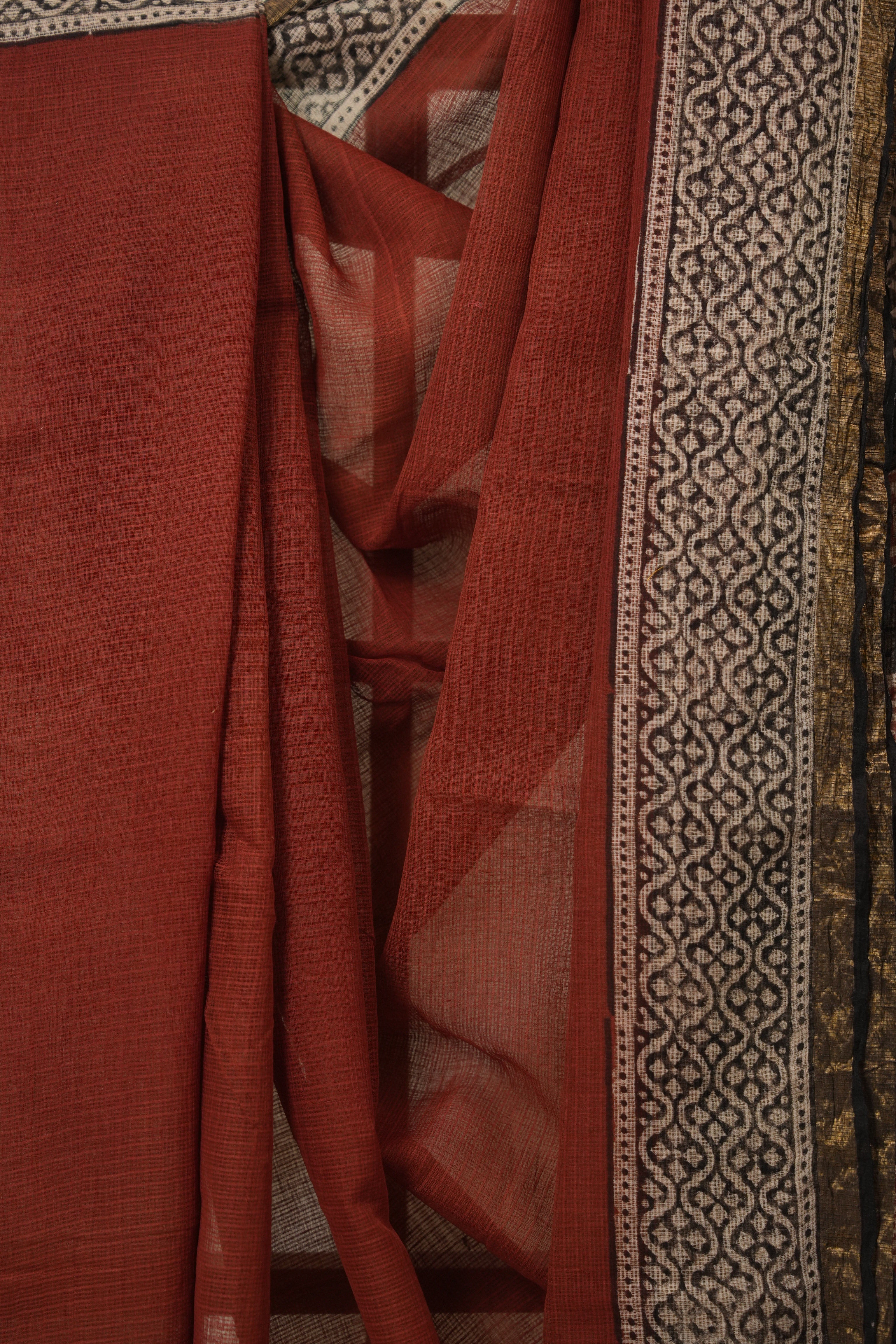Maroon HBP Kota Doria Saree - SRMKDS255