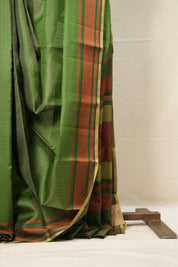 Green Checks Kanjivaram Silk Saree -SRGCKSS988