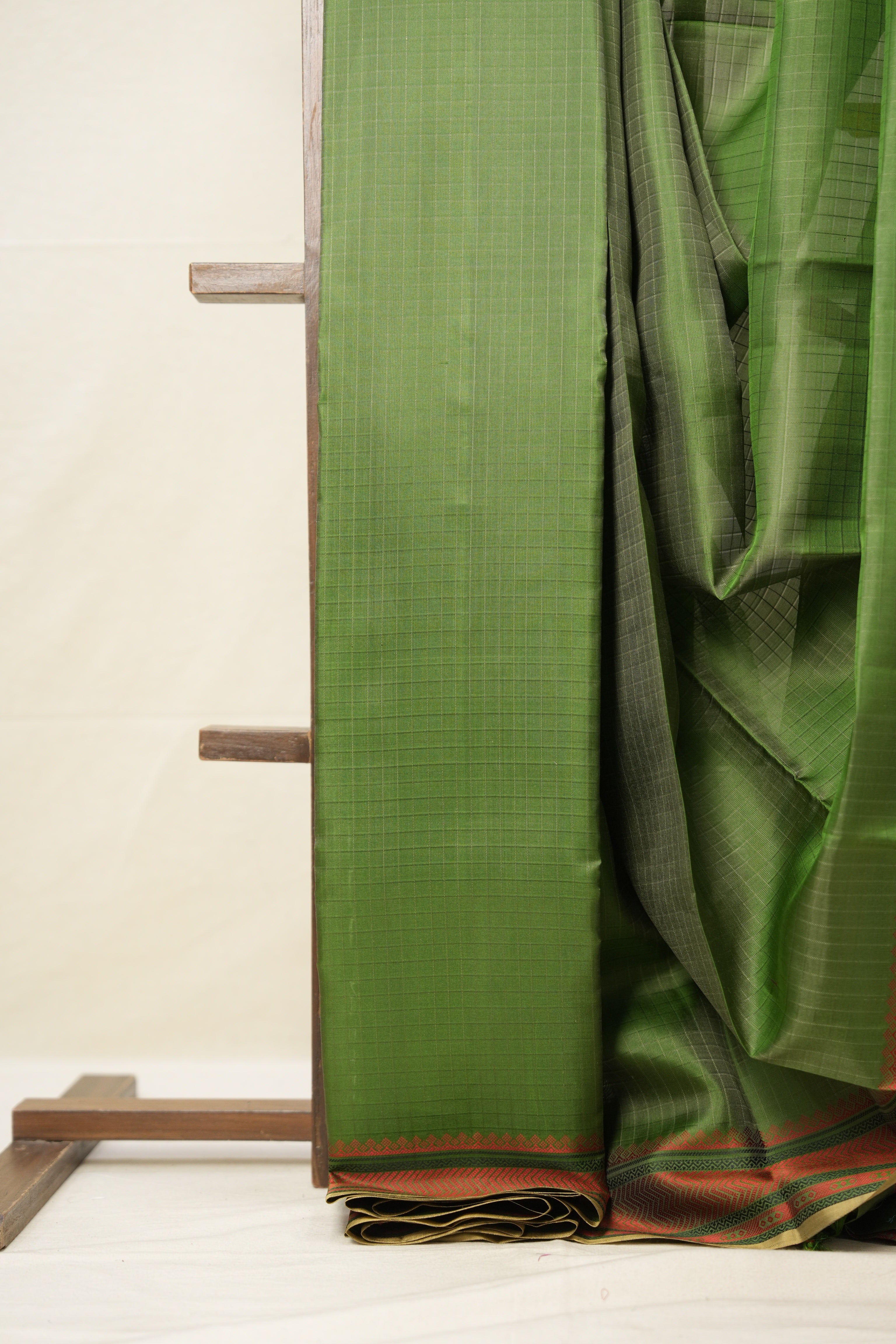 Green Checks Kanjivaram Silk Saree -SRGCKSS988