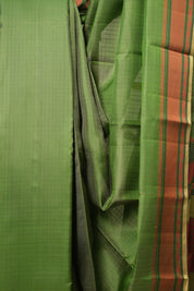 Green Checks Kanjivaram Silk Saree -SRGCKSS988