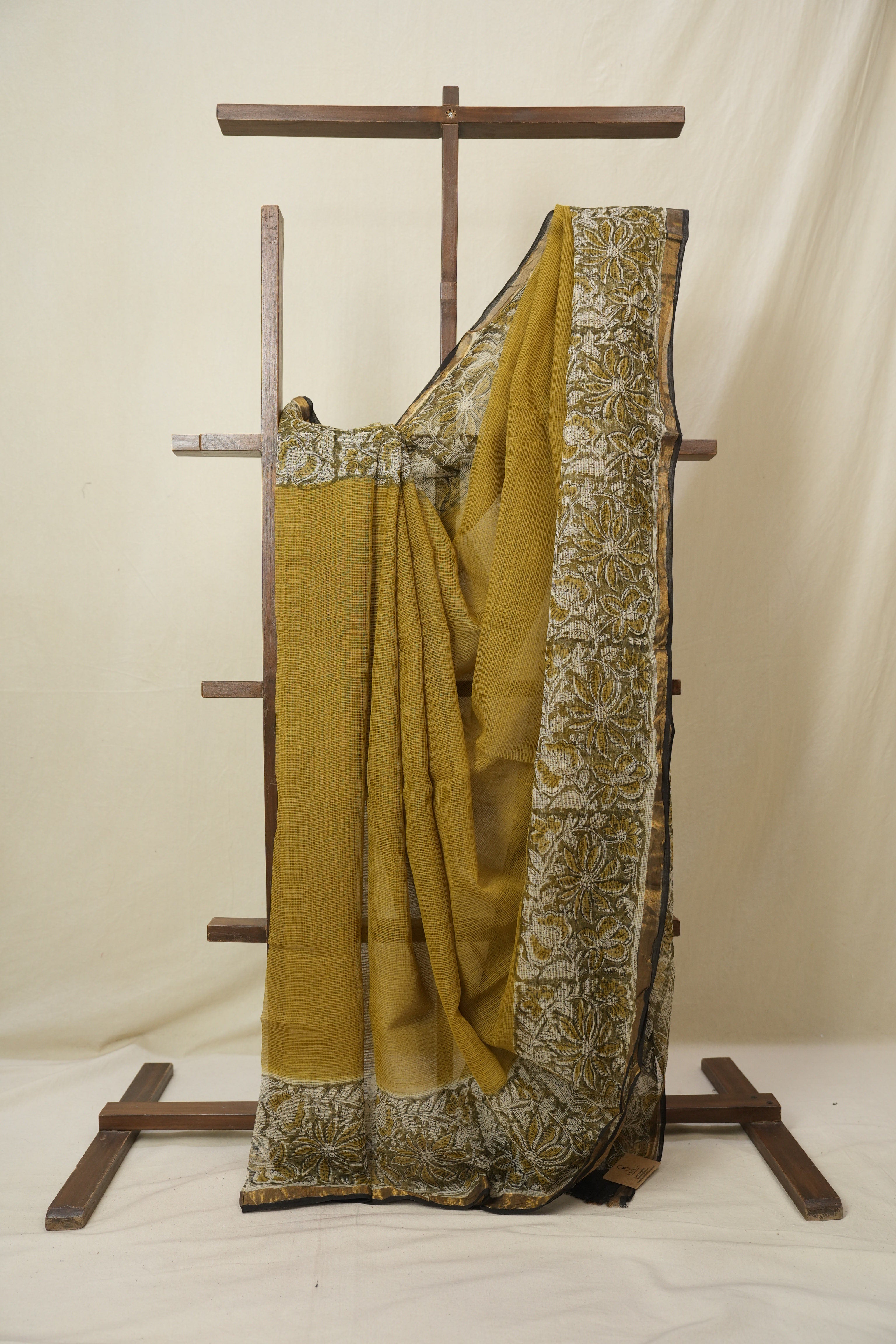 Olive Green HBP Kota Doria Saree - SROGKDS256