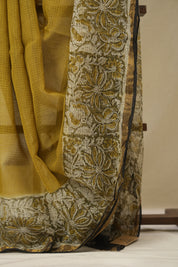 Olive Green HBP Kota Doria Saree - SROGKDS256