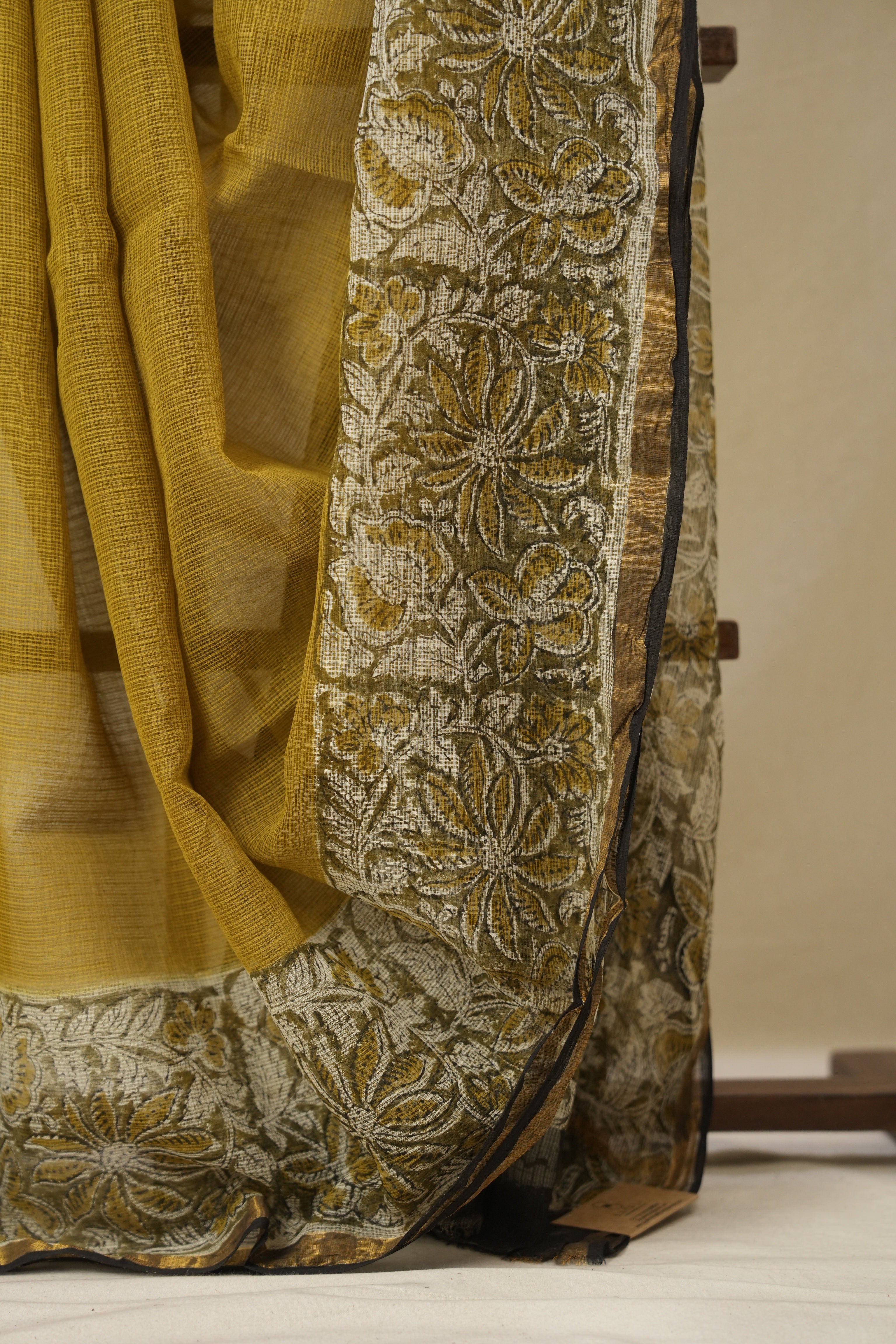 Olive Green HBP Kota Doria Saree - SROGKDS256
