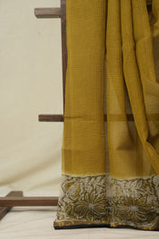Olive Green HBP Kota Doria Saree - SROGKDS256